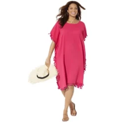 Swimsuits For All Women’s Plus Size Everly Pom Pom Cover Up Tunic -Trendy Women GUEST 00204332 0d5d 4490 ada9 ff59e6075f94