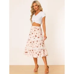 Allegra K Women's Floral Midi Skirts Elastic Waist Tiered Flowy Chiffon Skirts 7 Allegra K Women's Floral Midi Skirts Elastic Waist Tiered Flowy Chiffon Skirts -Trendy Women GUEST 01b51873 ae00 4775 9666 361c05e617dc