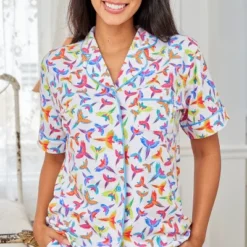 Women's Soft Cotton Knit Jersey Pajamas Lounge Set, Short Sleeve Top And Shorts With Pockets -Trendy Women GUEST 020927bc bb58 4980 83e8 d9572a1062c3