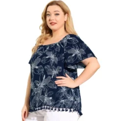 Agnes Orinda Women's Plus Size Blouse Floral Off Shoulder Tassel Hem Casual Top 8 Agnes Orinda Women's Plus Size Blouse Floral Off Shoulder Tassel Hem Casual Top -Trendy Women GUEST 022991f9 faff 4323 910f 5c569b7544dc