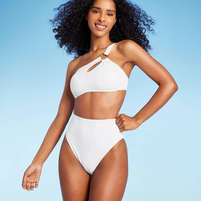 Women's High Waist Cheeky Bikini Bottom - Shade & Shore™ White 2 Women's High Waist Cheeky Bikini Bottom - Shade & Shore™ White - Image 2