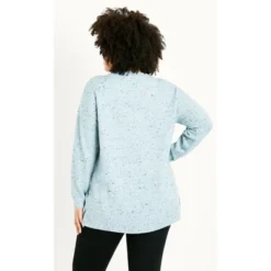 Women's Plus Size Neppy V Neck Jumper - Blue | EVANS