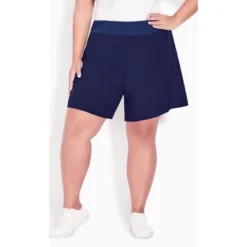 Women's Plus Size Active Short - Navy | AVENUE LEISURE -Trendy Women GUEST 07912f80 79a6 48a0 bd95 e20b7983835f