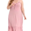 Agnes Orinda Women's Plus Size Nightgown Ruffle Hem Comfy Adjustable Strap Sleepdress