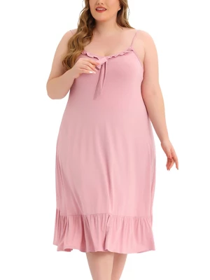 Agnes Orinda Women's Plus Size Nightgown Ruffle Hem Comfy Adjustable Strap Sleepdress 1 Agnes Orinda Women's Plus Size Nightgown Ruffle Hem Comfy Adjustable Strap Sleepdress