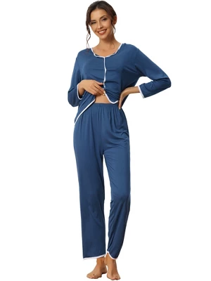 Cheibear Womens Sleepwear Pajamas Long Sleeve Pullover Tops With Pants Lounge Sets 6 Cheibear Womens Sleepwear Pajamas Long Sleeve Pullover Tops With Pants Lounge Sets - Image 6