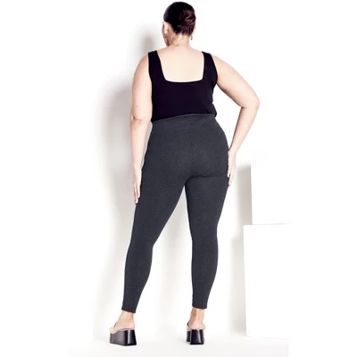 Women's Plus Size Supima® High Rise Legging Charcoal - Petite | AVENUE LEISURE 1 Women's Plus Size Supima® High Rise Legging Charcoal - Petite | AVENUE LEISURE