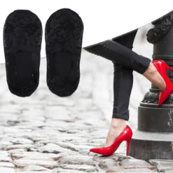 Unique Bargains Women's Invisible Breathable Soft Lace No Show Socks 5 Pairs