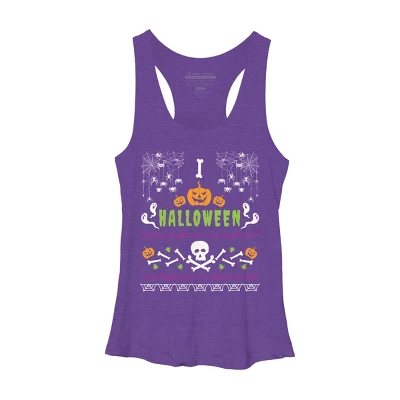Women's Design By Humans Halloween Lover Ugly Sweater By Machmigo Racerback Tank Top 4 Women's Design By Humans Halloween Lover Ugly Sweater By Machmigo Racerback Tank Top - Image 4