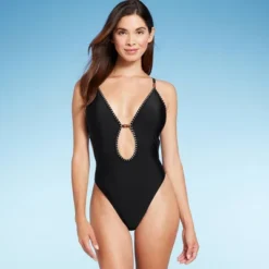 Women's Plunge Bead Detail Extra High Leg One Piece Swimsuit - Shade & Shore™ -Trendy Women GUEST 13e130f6 795a 4b05 8238 ebb48d8b65c5
