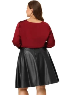 Agnes Orinda Women's Plus Size PU Skirt A-Line Versatile Flared Party Skirts 8 Agnes Orinda Women's Plus Size PU Skirt A-Line Versatile Flared Party Skirts -Trendy Women GUEST 1538379a 5b9b 46b9 987e 2b758ae9264e