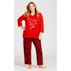 Women's Plus Size Slogan Sleep Top - Red | AVENUE
