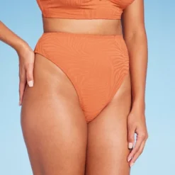 Women's High Waist Extra Cheeky High Leg Jacquard Bikini Bottom - Shade & Shore™ Orange -Trendy Women GUEST 16309819 7a5c 4fa5 a938 1a4433e8e960