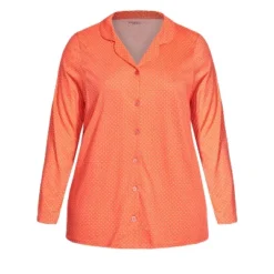 Women's Plus Size Button Print Sleep Top - Peach Spot | AVENUE -Trendy Women GUEST 1638e22d 29fb 4663 9920 464b5a8c93c5