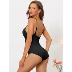 Allegra K Women's Adjustable Shoulder Strap Tummy Control Shaping Full Leotard