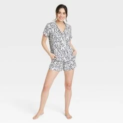 Women's Beautifully Soft Short Sleeve Notch Collar Top And Shorts Pajama Set - Stars Above™ -Trendy Women GUEST 169d57a3 fc59 46d8 b20e cc49e1615a6b