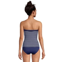 Lands' End Women's Strapless Bandeau Tankini Top Swimsuit With Removable And Adjustable Straps