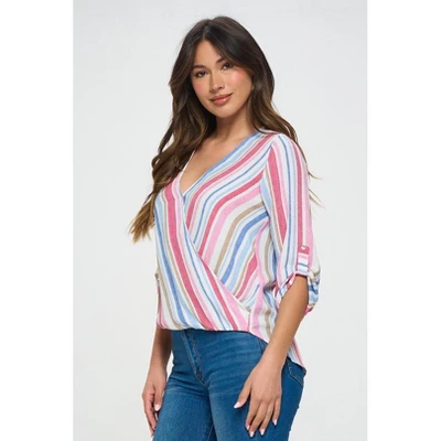 WEST K Women's Alexa Surplice Rolltab Blouse 1 WEST K Women's Alexa Surplice Rolltab Blouse