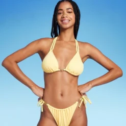 Women's Flower Charm Lurex Plisse Textured Triangle Bikini Top - Wild Fable™ -Trendy Women GUEST 1b012d6b 2fa0 468a bd3b 85adc0457b7a