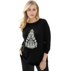 Jessica London Women’s Plus Size Holiday Motif Pullover -Trendy Women GUEST 1b79ab89 3d49 403c ae85 fc9a94eea14a