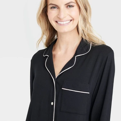 Women's Beautifully Soft Long Sleeve Notch Collar Top And Shorts Pajama Set - Stars Above™ 3 Women's Beautifully Soft Long Sleeve Notch Collar Top And Shorts Pajama Set - Stars Above™ - Image 3