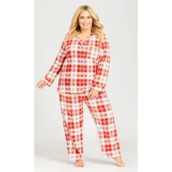 Women's Plus Size Check Fleece Sleep Pant - Red Check | AVENUE -Trendy Women GUEST 1dac6d5c 8d3e 45cb 9ece e511998091a4