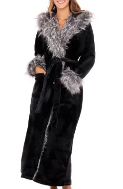 Women's Faux Fur Feather Hooded Robe, Soft Plush Fleece Bathrobe With Hood 23 Women's Faux Fur Feather Hooded Robe, Soft Plush Fleece Bathrobe With Hood -Trendy Women GUEST 1dafab28 c07b 471a b844 601e59e59946