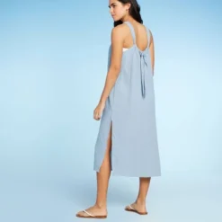 Women's Tie Back Cover Up Midi Dress - Kona Sol™ Blue