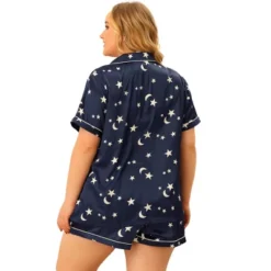 Agnes Orinda Women's Plus Size Patch Pocket Comfort Piping Stars Short Sleeve Pajamas Set -Trendy Women GUEST 276af411 fec6 432d 8b30 2b70792ff694