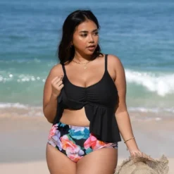 Women's Plus Size Flutter High Waist Tankini Set - Cupshe -Trendy Women GUEST 276b3f79 6c79 48ac 86d4 0333d566488e