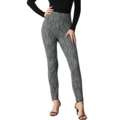 Allegra K Tweed Pants For Women's High Waist Casual Plaid Tartan Leggings Long Trousers -Trendy Women GUEST 28027ab4 74a4 44ac 9659 05f9af449564