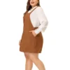 Agnes Orinda Women's Plus Size High Waist A-Line Suede Overall Suspender Dress