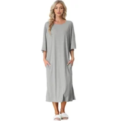 Cheibear Womens Sleepshirt Nightshirt 3/4 Sleeve Nightgown Sleep Shirt Dress -Trendy Women GUEST 29dddfad 3baa 4470 8285 119f496247bf