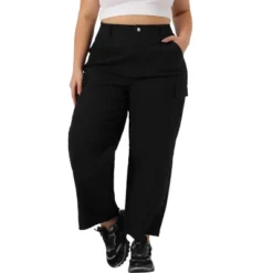 Agnes Orinda Women's Plus Size Elastic Waist Pockets Outdoor Workout Cargo Pants