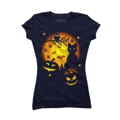 Junior's Design By Humans Halloween Kitty By Artizan16 T-Shirt -Trendy Women GUEST 2b61c6f8 f30b 4e92 aa95 13bba0a4c457