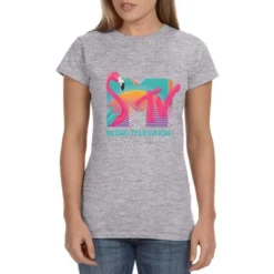MTV Womens' Music Television Vaporwave Flamingo Icon '80s Crewneck T-Shirt Grey 5 MTV Womens' Music Television Vaporwave Flamingo Icon '80s Crewneck T-Shirt Grey -Trendy Women GUEST 2baba06a 722b 41e0 aabc 97e97c767334