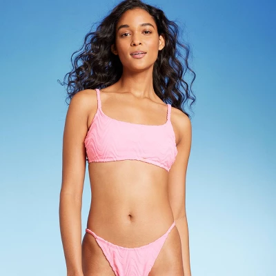 Women's Wavy Terry Textured Bralette Bikini Top - Wild Fable™ Light Pink 2 Women's Wavy Terry Textured Bralette Bikini Top - Wild Fable™ Light Pink - Image 2
