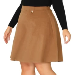 Agnes Orinda Women's Plus Size Corduroy Button Decor Elastic Waist A-Line Skirts -Trendy Women GUEST 2d07adec 1463 4dd9 b238 b3d48d76ff26