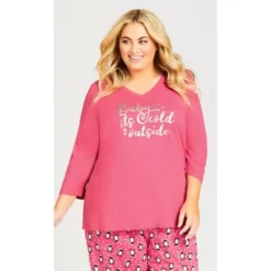 Women's Plus Size Cold Outside Sleep Top - Pink | AVENUE -Trendy Women GUEST 2de27858 d081 4908 a59d db9ff203326d
