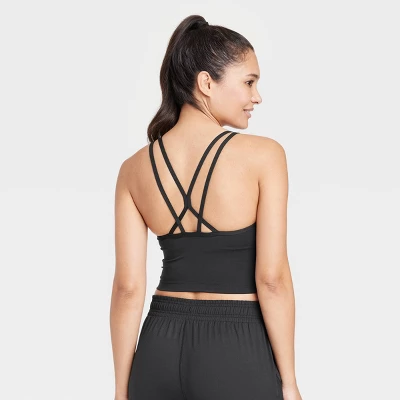 Women's Light Support Brushed Strappy Crop Sports Bra - All In Motion™ 1 Women's Light Support Brushed Strappy Crop Sports Bra - All In Motion™