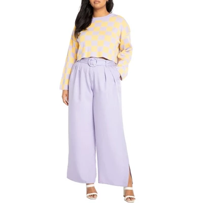 ELOQUII Women’s Plus Size Belted Trouser With Side Slit 1 ELOQUII Women’s Plus Size Belted Trouser With Side Slit