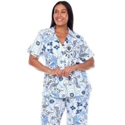 Women's Plus Size Short Sleeve Top And Pants Pajama Set - White Mark -Trendy Women GUEST 31113f95 59b9 4009 aa50 838b4ab759d0
