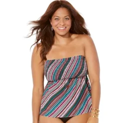Swimsuits For All Women’s Plus Size Smocked Bandeau Tankini Top -Trendy Women GUEST 31477a16 b134 43bb 82dc 410b75453dcb