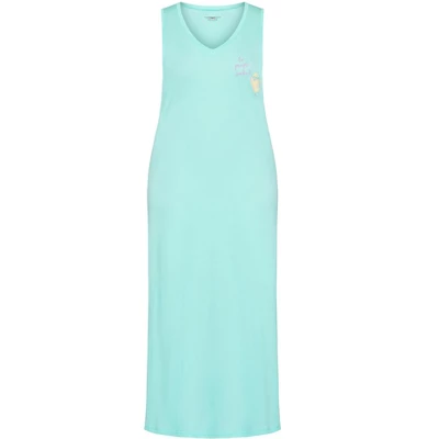 Women's Plus Size Placement Print Maxi Sleep Dress - Chick Placement | AVENUE 2 Women's Plus Size Placement Print Maxi Sleep Dress - Chick Placement | AVENUE - Image 2