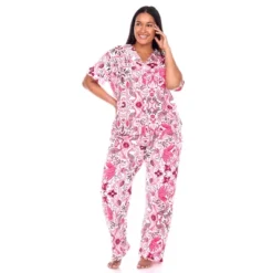 Women's Plus Size Short Sleeve Top And Pants Pajama Set - White Mark -Trendy Women GUEST 3248dba8 dfbe 4719 9b14 47f51dbc3740