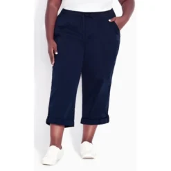 Women's Plus Size Cotton Roll Up Capri - Navy | AVENUE -Trendy Women GUEST 32670089 9b06 4e35 9046 e1b234d55f89