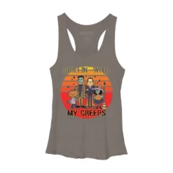 Women's Design By Humans Chillin With My Creeps 80's Style Halloween Characters By MerchHQ Racerback Tank Top -Trendy Women GUEST 3287f961 7774 4989 b5b9 94e1f4ac24d5