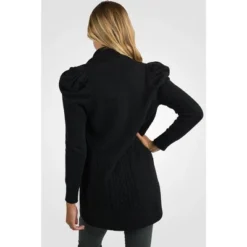 JENNIE LIU Women's 100% Pure Cashmere Long Sleeve Cable-knit Circle Open Cardigan Sweater