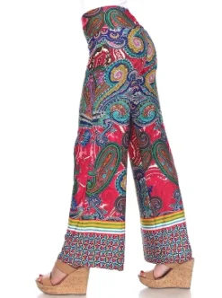 Women's Paisley Printed Palazzo Pants - White Mark