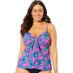 Swimsuits For All Women’s Plus Size Tie Front Underwire Tankini Top -Trendy Women GUEST 330abe7e 9933 4d27 8b7c 4f7bef313115